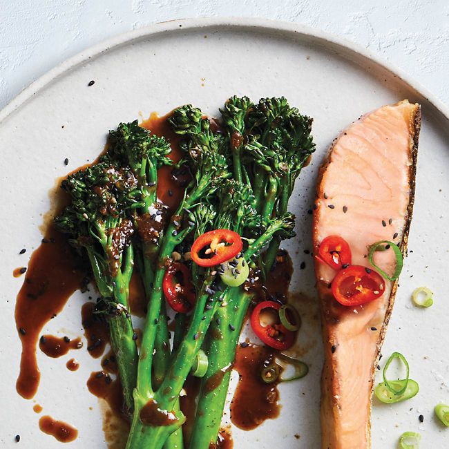 Wok-Fried Broccolini With Tassal Salmon
