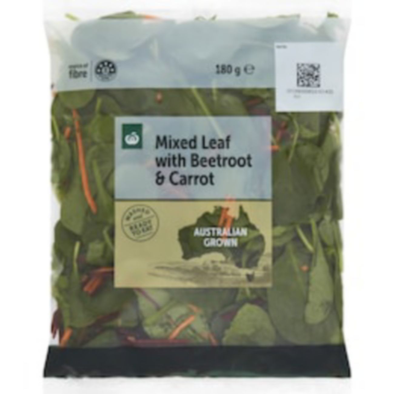 Woolworths Mixed Leaf with Beetroot & Carrot 180g shown.