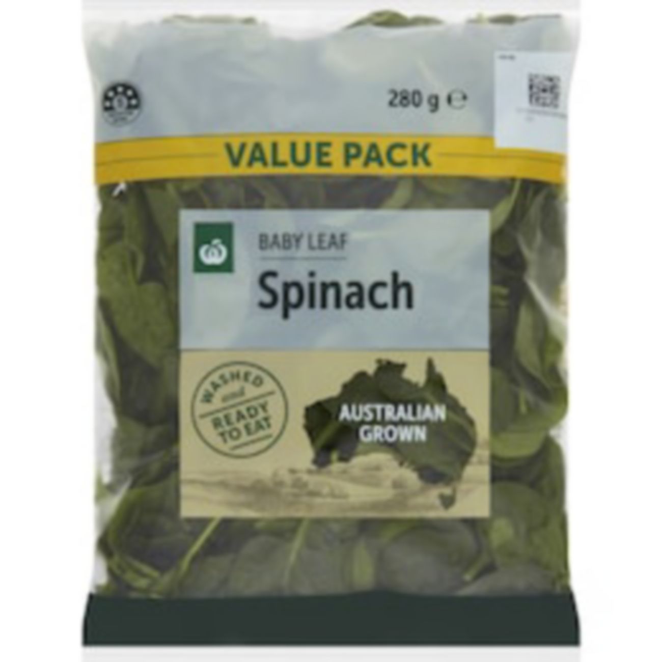 Woolworths Spinach 280g shown.