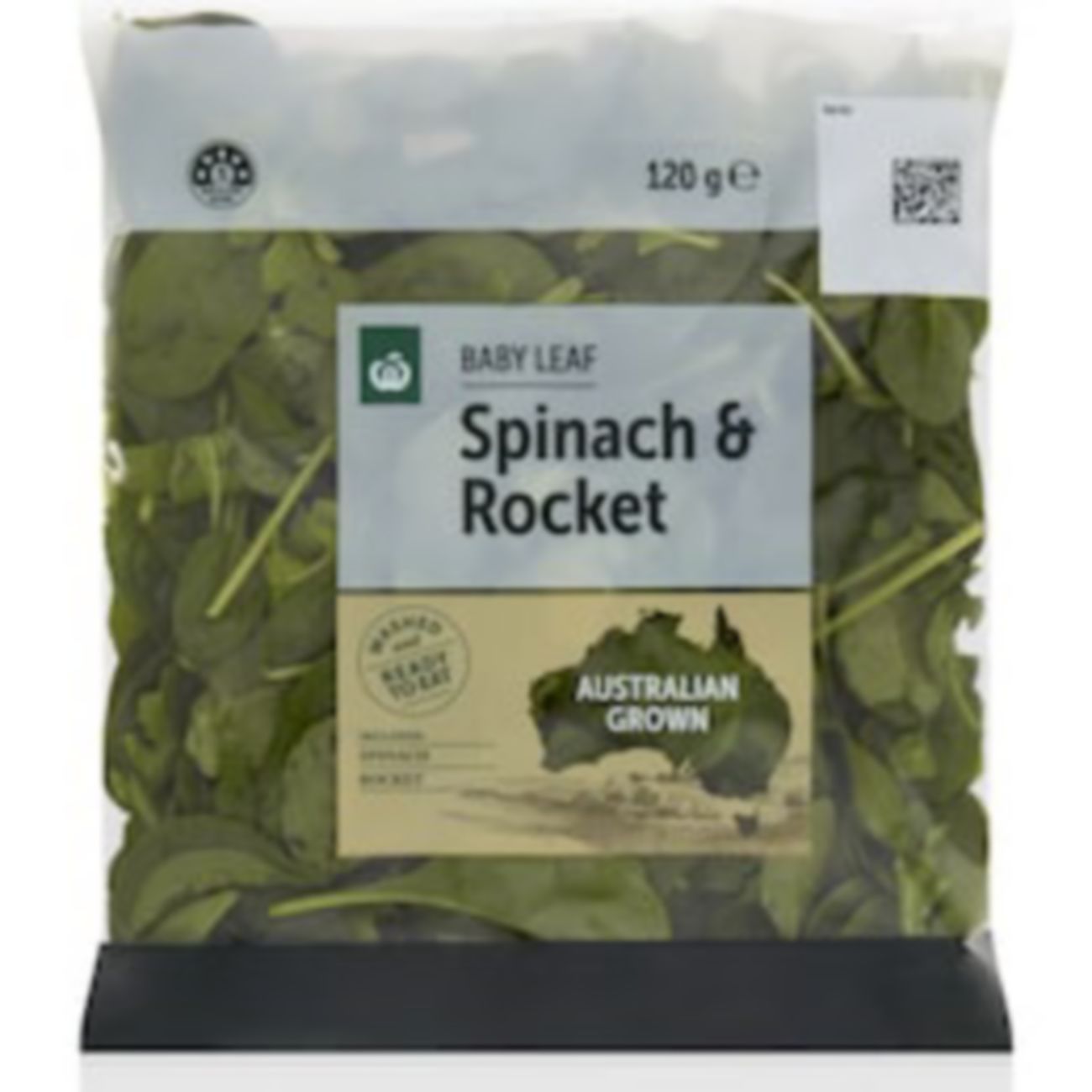 Woolworths Spinach and Rocket 120g shown.