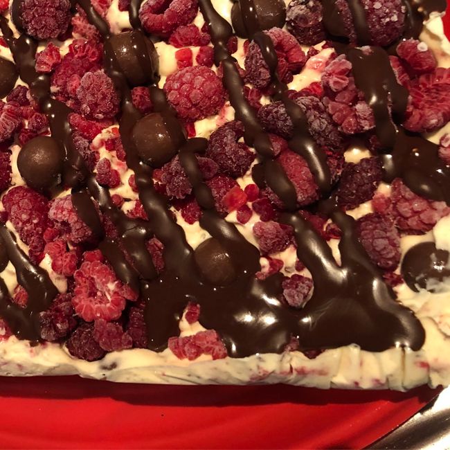 Raspberry and Maltesers Ice Cream Cake