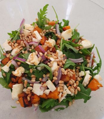 Pumpkin & haloumi salad