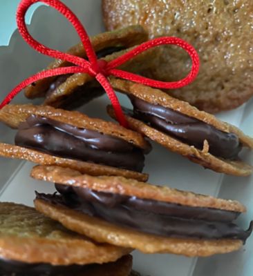 Choc orange filled Almond Lace biscuits