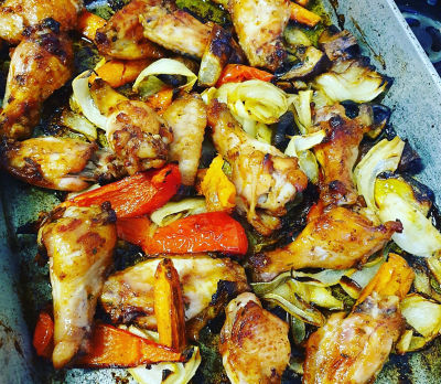Chicken wings and Vegetables