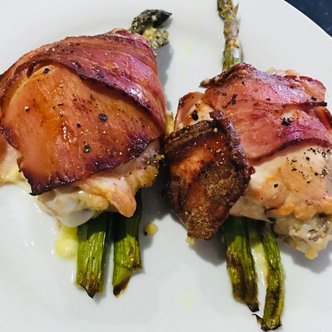 Bacon Asparagus & Camembert Stuffed Chicken