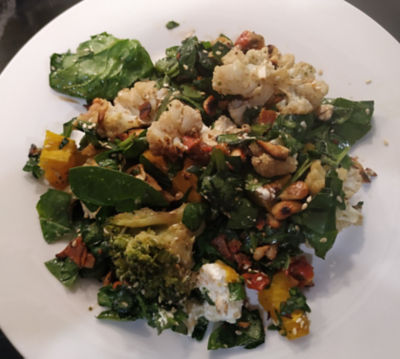 Roasted Pumpkin, Spinach and Cashew Salad