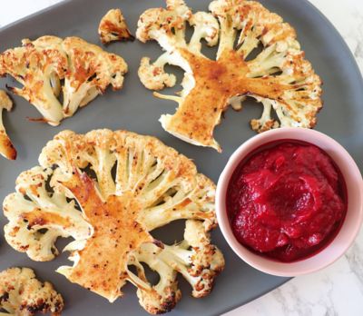 Cauliflower Steaks with a Beetroot & Parsnip Puree
